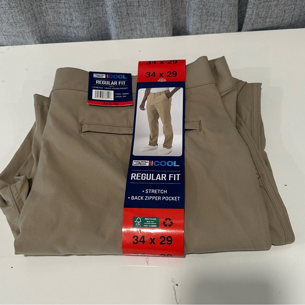 32 Degrees Tan Chinos Classic Fit 34/29. NWT.